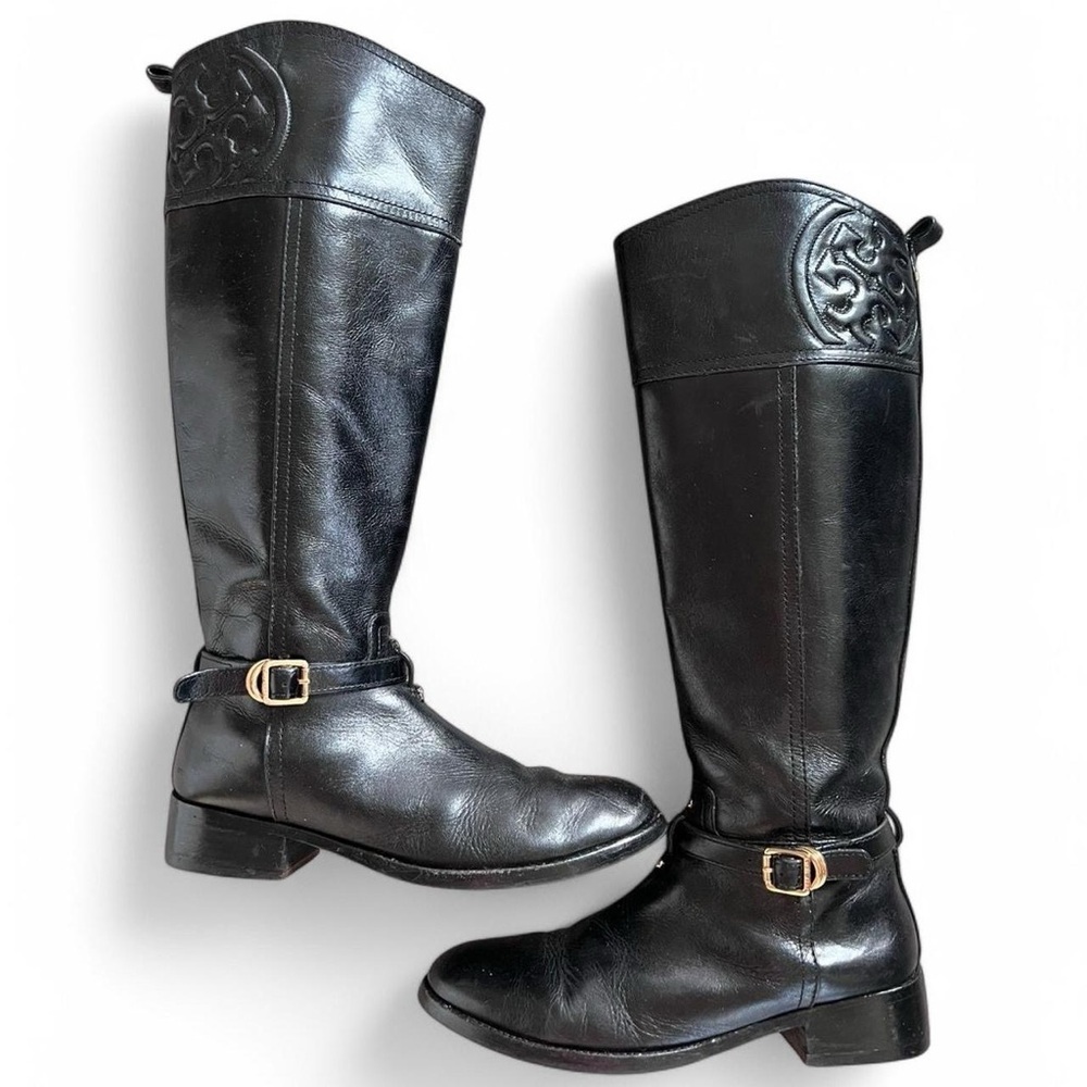 Black genuine leather Tory Burch riding boots!